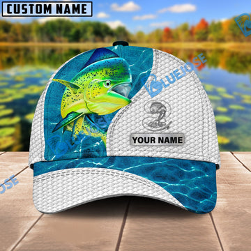 BlueJose Custom Name Mahi-mahi Fishing Blue Water Cap