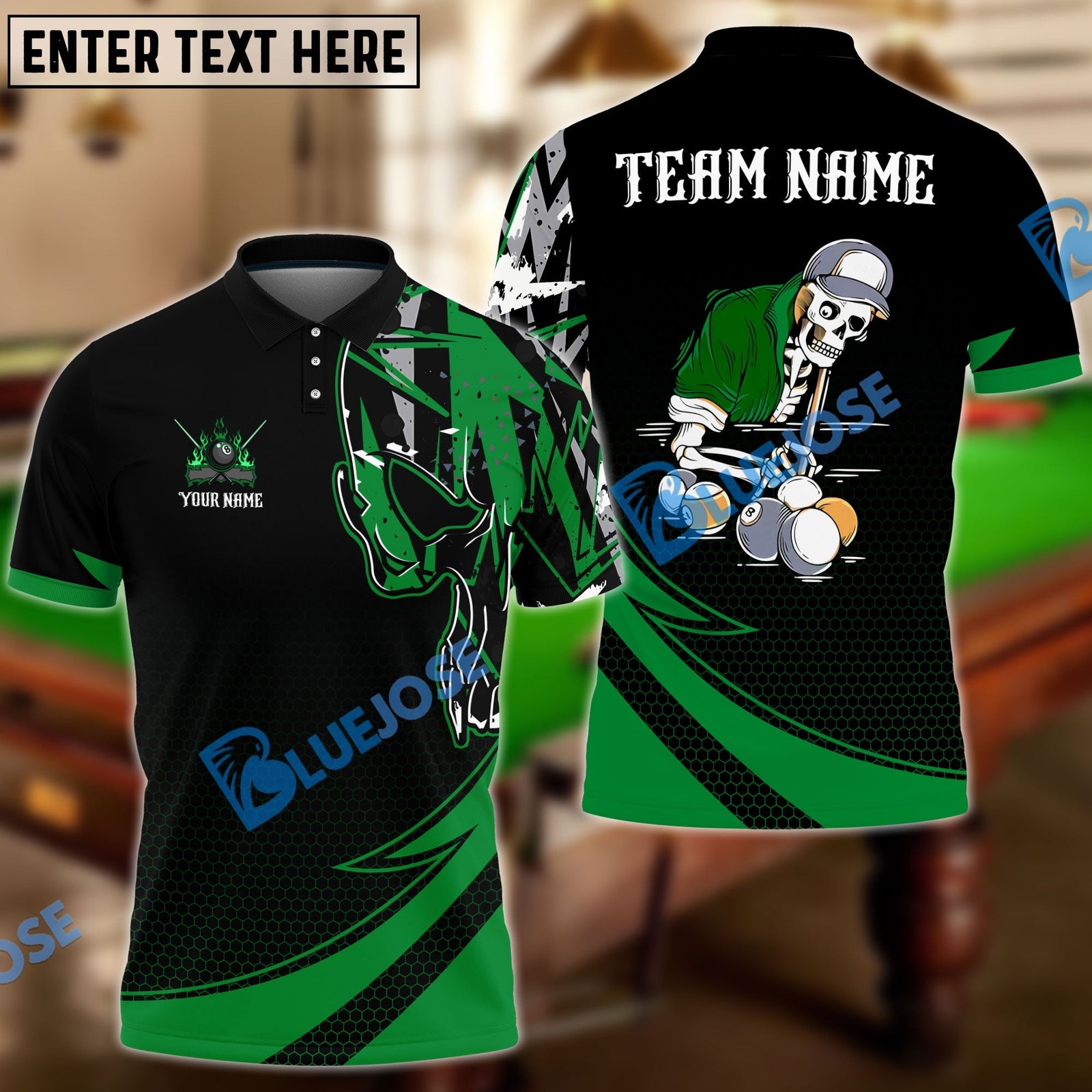 BlueJose Skeleton Playing Billiards Personalized Shirt (5 Colors)