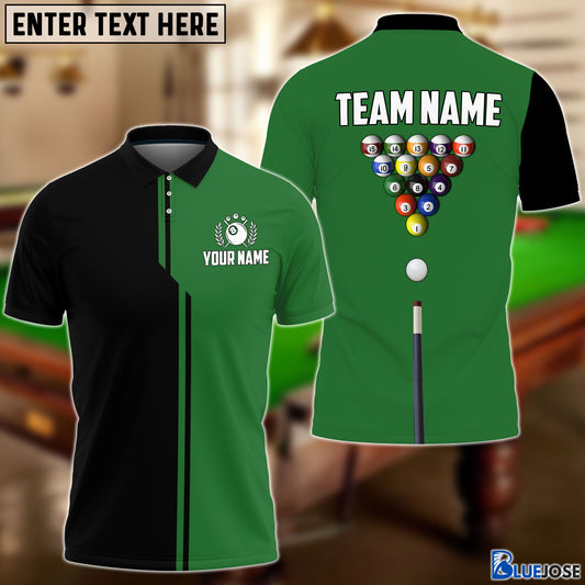 BlueJose Billiards Half Black Personalized Name, Team Name Polo Shirt (6 Colors)