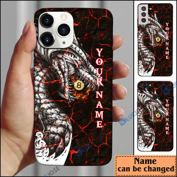 BlueJose Billiards 8 Ball Fire Dragon Personalized Name Phone Case