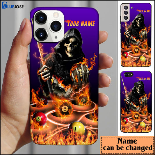 BlueJose Billiards Reaper Purple Personalized Name Phone Case