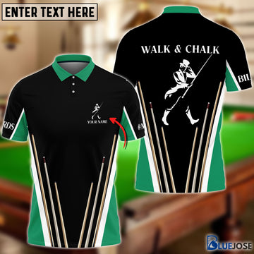 BlueJose Billiards Walk & Chalk Personalized 3D Shirt