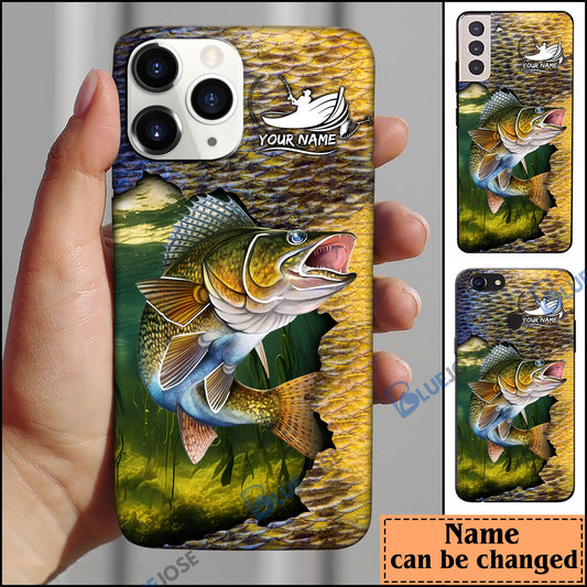 BlueJose Fishing Walleye Skin  Personalized Name Phone Case