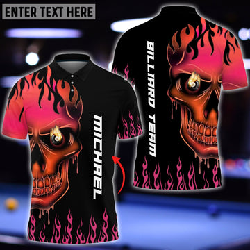 BlueJose Fire Skull Billiard Personalized Name Shirt