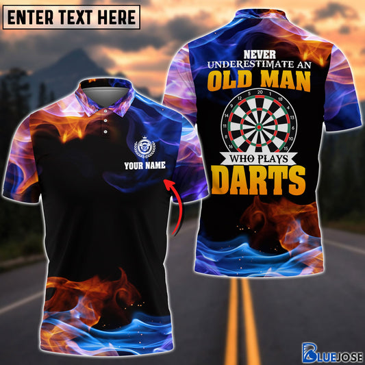 BlueJose Never Underestimate An Old Man Who Play Darts Personalized Name Shirt