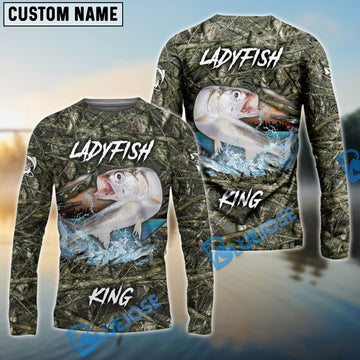 Bluejose Ladyfish Fishing Lure Camouflage Custom Name Shirts