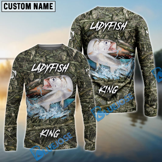 Bluejose Ladyfish Fishing Lure Camouflage Custom Name Shirts