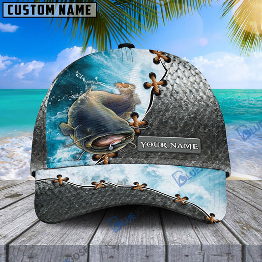 BlueJose Custom Name Catfish Fishing Happiness Cap