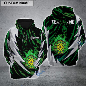 BlueJose Dart Green Fire Personalized Name 3D Hoodie