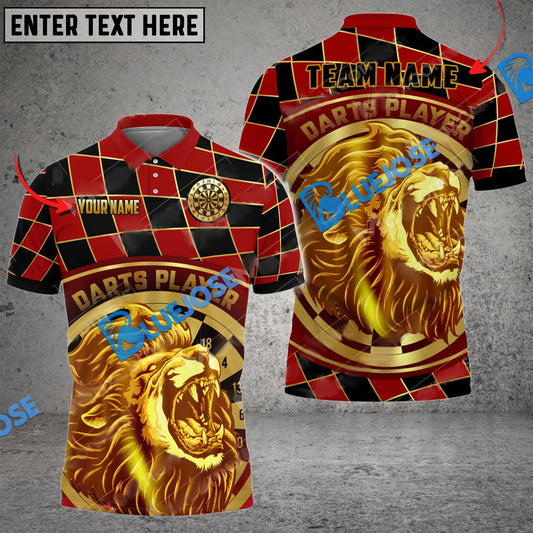 BlueJose Darts Lion Caro Pattern Personalized Name, Team Name Shirt (4 Colors)