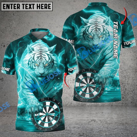 BlueJose Darts White Tiger Personalized Name, Team Name Shirt (4 Colors)