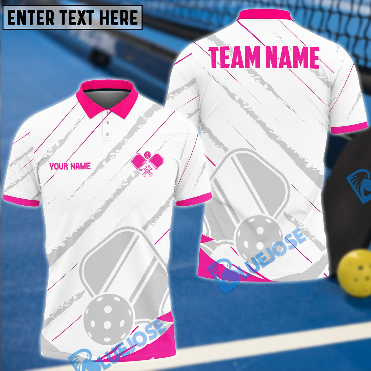 BlueJose Pickleball Basic Personalized Name, Team Name Unisex Shirt (4 Colors)