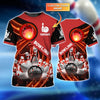 BlueJoses Red Bowling Ball In Fire Personalized Name3D Shirt