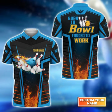 BlueJose The Blue Bowling Ball Crashing The Pins Purple Pattern Personalized Name 3D Shirt