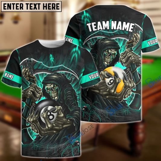 BlueJose Billiards Green Reaper Personalized Name, Team Name Unisex Shirt