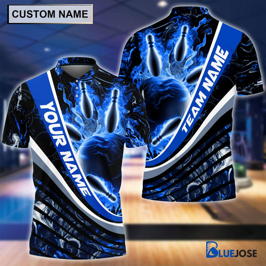 BlueJoses Personalized Name and Team Name Ball and Pins Multicolor 3D Shirt