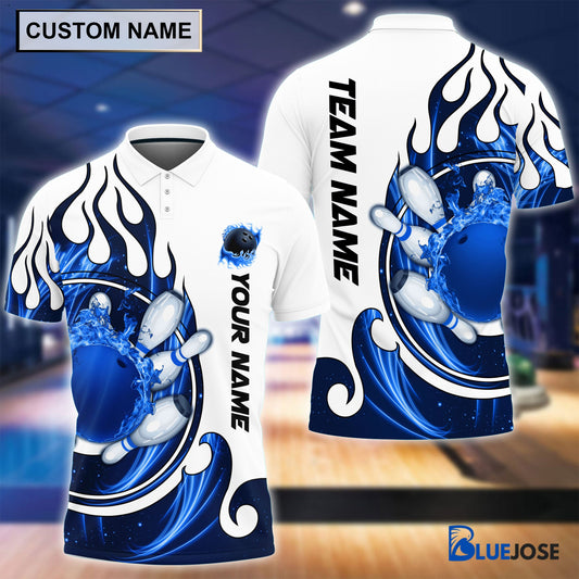 BlueJoses Personalized Name and Team Name Fire Color Bowling Player Multicolor Polo Shirt