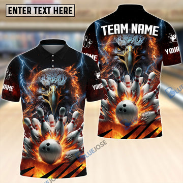 BlueJoses Eagle Power Bowling And Pins Customized Name 3D Shirt Personalized Shirts For Bowling Players