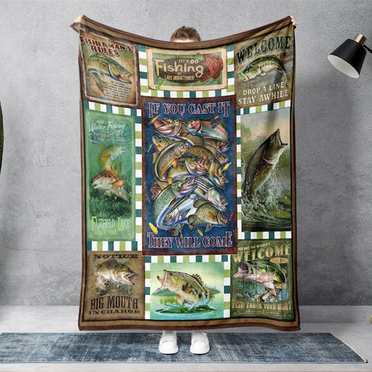 BlueJose If You Cast It They Will Come Fishing Blanket
