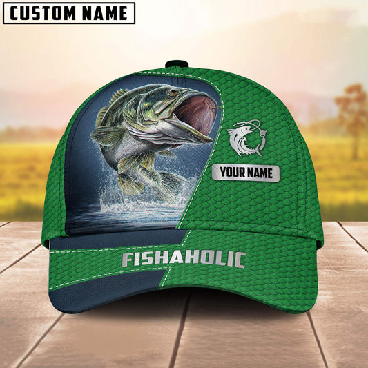 BlueJose Fishaholic Personalized Fishing Green Cap