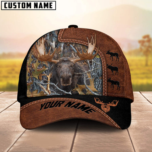 BlueJose Moose Hunting Black N Brown Personalized Cap