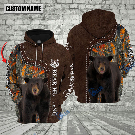 BlueJose Customized Name Bear Hunting Zipper Pattern 3D Shirts