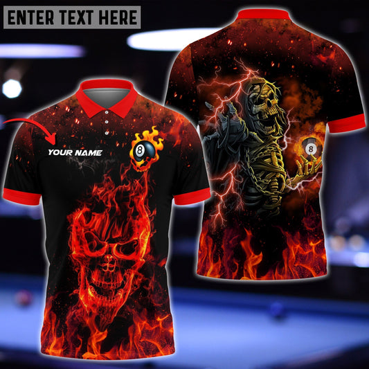 BlueJose Personalized Billiard Ball Fire Polo Shirt