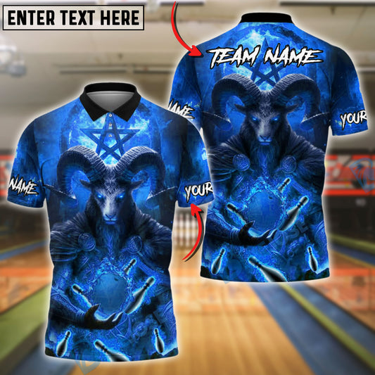 BlueJose Bowling And Pins Infernal Goat King Customized Name, Team Name 3D Shirt (4 Colors)