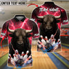 BlueJose Bowling Lightning Bull Customized Name, Team Name 3D Shirt (4 Colors)