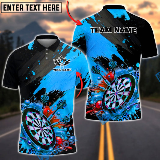 BlueJose Darts Splash Art Dartboard Multicolor Options Personalized Name Shirt (4 Colors)