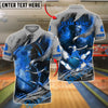 BlueJose Bowling And Pins Spartan Warrior Flame Customized Name, Team Name 3D Shirt (4 Colors)