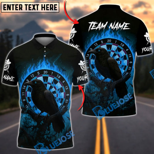 BlueJose Darts Raven Fire Dartboard Multicolor Options Personalized Name Shirt (4 Colors)