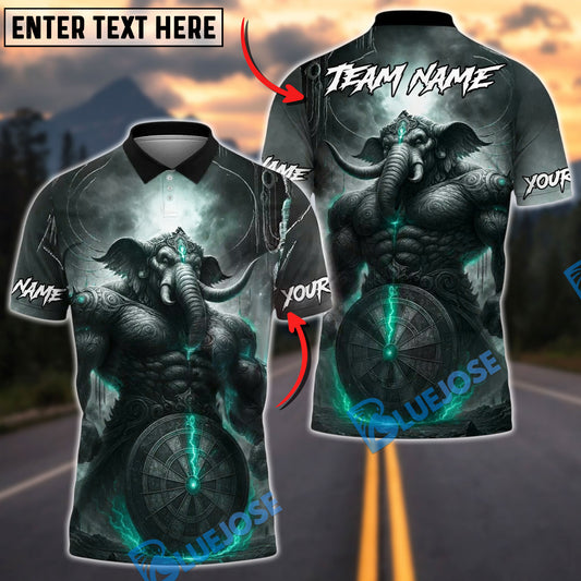 BlueJose Darts War Elephant Electric Customized Name, Team Name 3D Shirt (4 Colors)