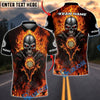BlueJose Darts Flaming Metal Skull Multicolor Options Personalized Name Shirt (4 Colors)