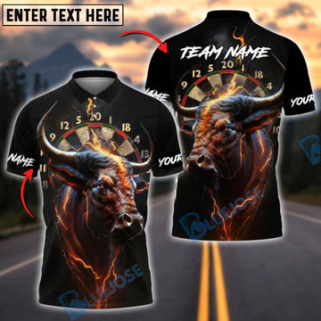 BlueJose Darts Bull Thunder Lightning Customized Name, Team Name 3D Shirt (4 Colors)