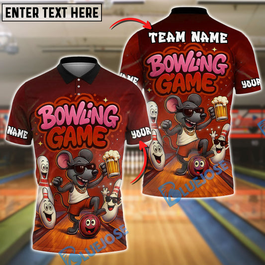 BlueJose Bowling Cool Mouse Customized Name, Team Name 3D Shirt (4 Colors)