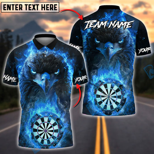 BlueJose Darts Fiery Eagle Dartboard Customized Name, Team Name 3D Shirt (4 Colors)
