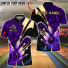 BlueJose Bowling And Pins Lightning Strike Design Customized Name, Team Name 3D Shirt (4 Colors)