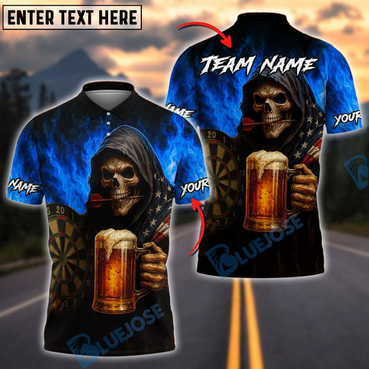 BlueJose Darts & Beer Grim Reaper Customized Name, Team Name 3D Shirt (4 Colors)