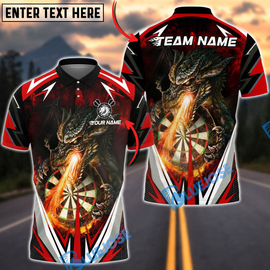 BlueJose Darts Firebreath Dragon Multicolor Options Personalized Name Shirt (4 Colors)