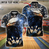 BlueJose Bowling American Eagle Power Strike Customized Name, Team Name 3D Shirt (4 Colors)