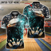 BlueJose Bowling American Eagle Power Strike Customized Name, Team Name 3D Shirt (4 Colors)