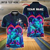 BlueJose Bowling And Pins Neon Cool Customized Name, Team Name 3D Shirt (4 Colors)