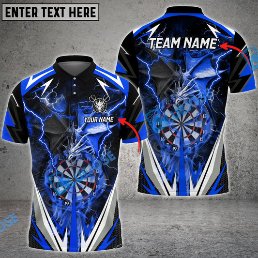 BlueJose Darts Thunder Space Dragon Personalized Name, Team Name 3D Shirt (4 Colors)