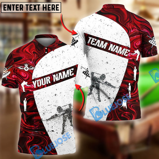 BlueJose Billiards Player Dust White Pattern Personalized Name & Team Name Shirt (4 Colors)