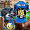 BlueJose Billiards Ball 9 Eagle Claw Firestorm American Flag  Personalized Name Shirt (4 Colors)