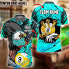 BlueJose Billiards Ball 9 Eagle Claw Firestorm American Flag  Personalized Name Shirt (4 Colors)