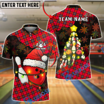 BlueJose Bowling And Pins Christmas Tree Customized Name, Team Name 3D Shirt (4 Colors)