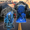 BlueJose Darts Flame Skull "I'd Hit That" Personalized Name, Team Name Unisex Shirt (4 Colors)