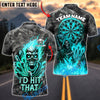 BlueJose Darts Flame Skull "I'd Hit That" Personalized Name, Team Name Unisex Shirt (4 Colors)